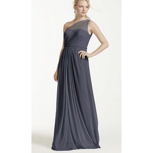 Long Mesh Dress with One Shoulder - David’s Bridal